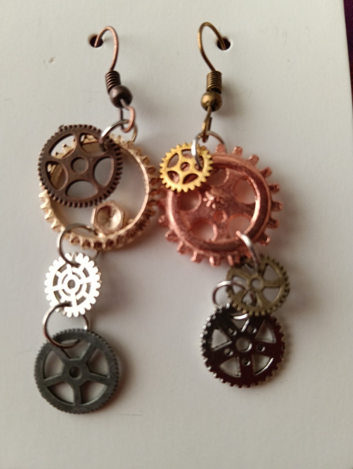 2 x fancy dress Wire Mismatched Handmade Steam Punk Cog Novelty Dangling Earring