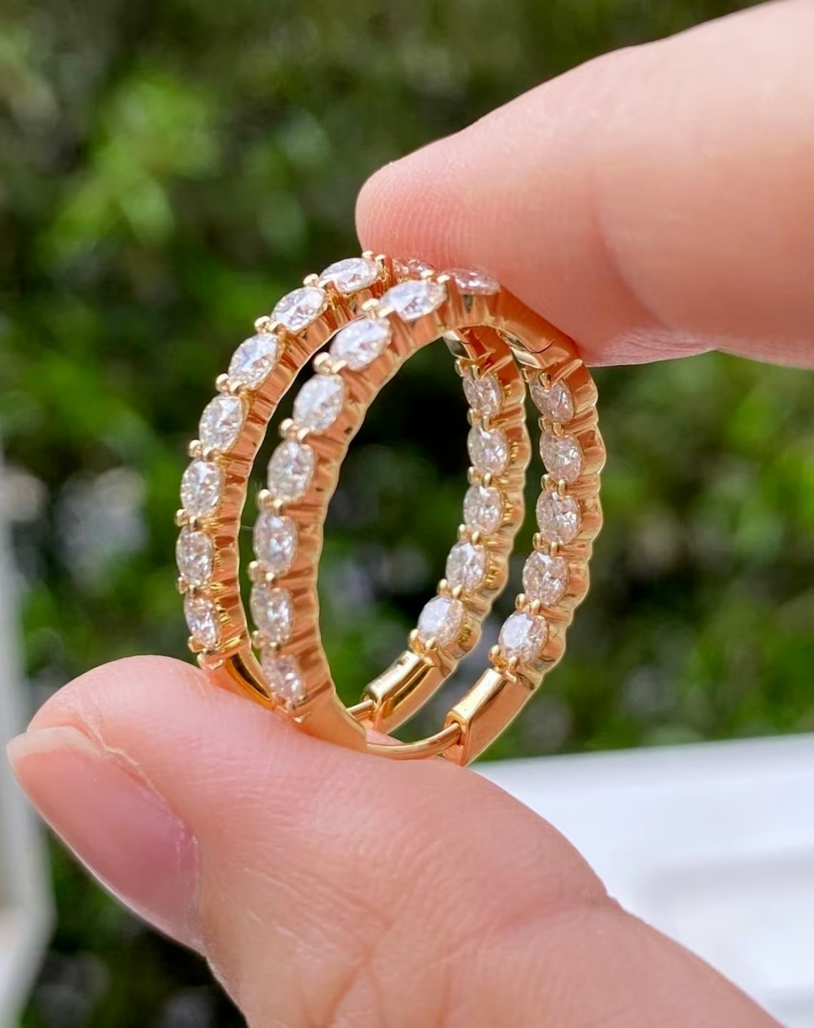 1Ct Round Cut Lab Created Diamond Inside Out Hoop Earrings 14K Yellow Gold Over