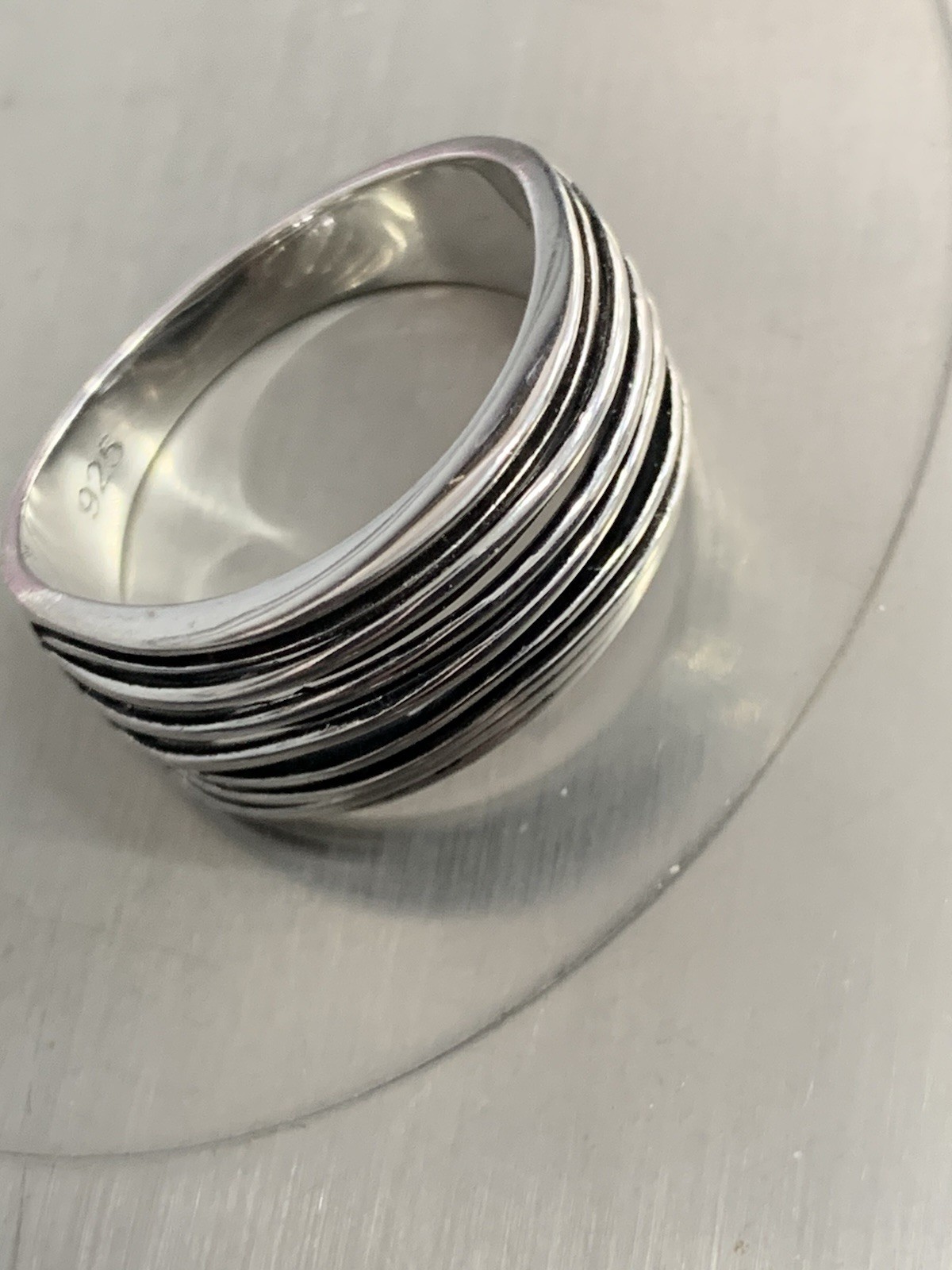 Sterling Silver Ring Hallmarked 925 Split Rod Front Band Size 11/6.7 Gram