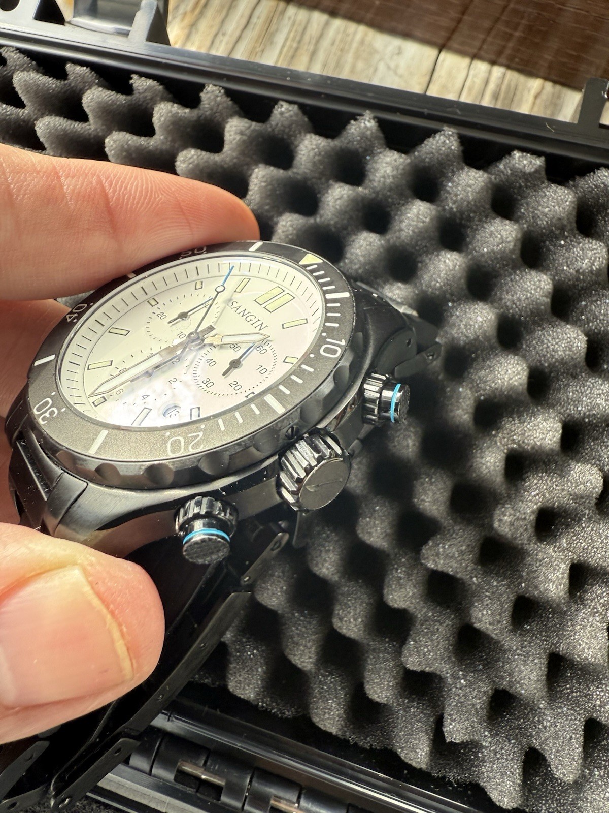 RARE – Sangin Instruments CHRONOGRAPH PROFESSIONAL WHITE DIAL DLC