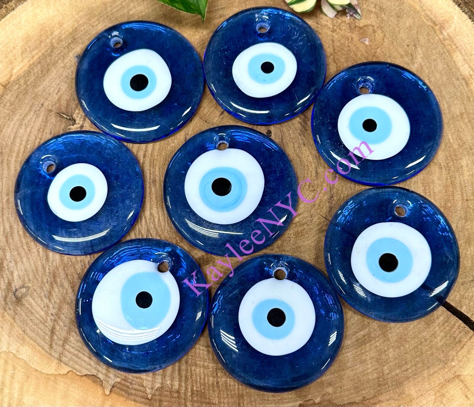 Wholesale Lot 8 Pcs Evil Eye Blown Glass Ornaments