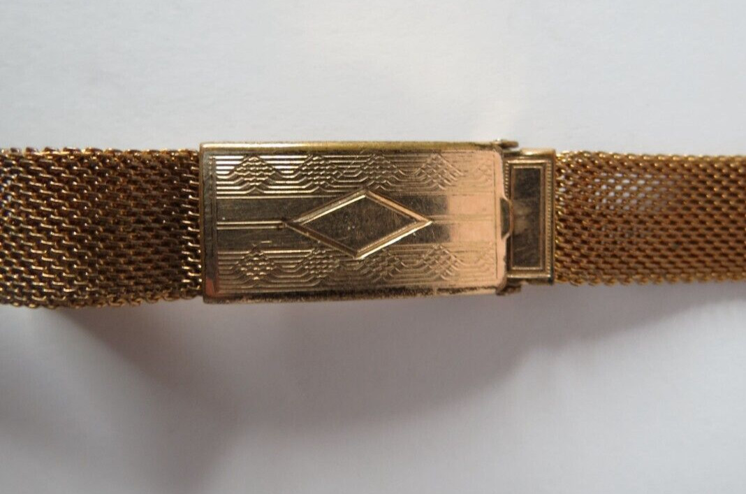 VTG WOMENS HANDI-FOLD 12K GOLD FILLED MESH BAND 5 1/4″ LONG & 13.3MM