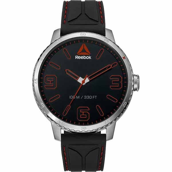 Reebok Stride Wristwatch 47mm Silver/Black Men’s Watch RD-STE-G2-S1IB-BR New