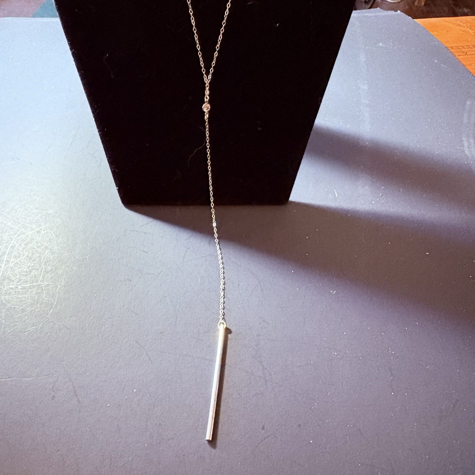 Sterling Silver Lariat Necklace Bar Pendant Minimalist Y Drop Modern Capsule