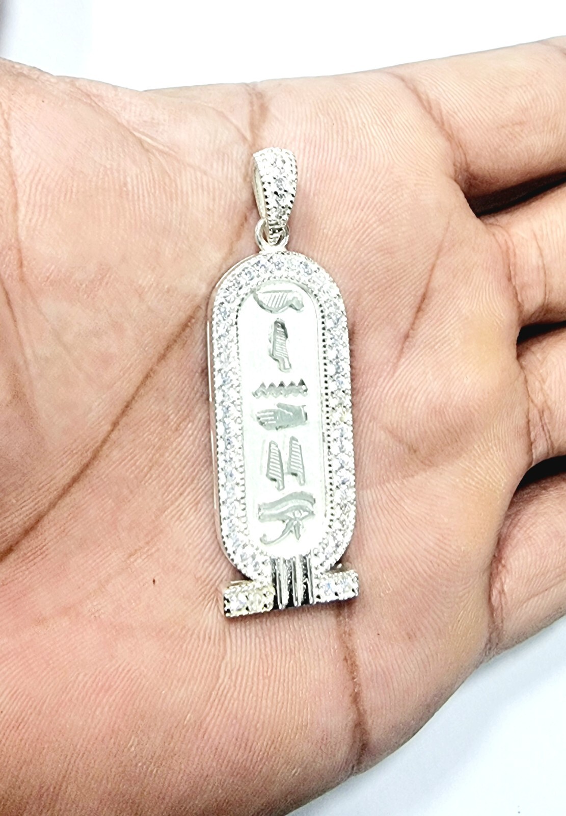 Personalize NAME and Favorite GEMSTONE On Sterling Silver SPARKLING Cartouche