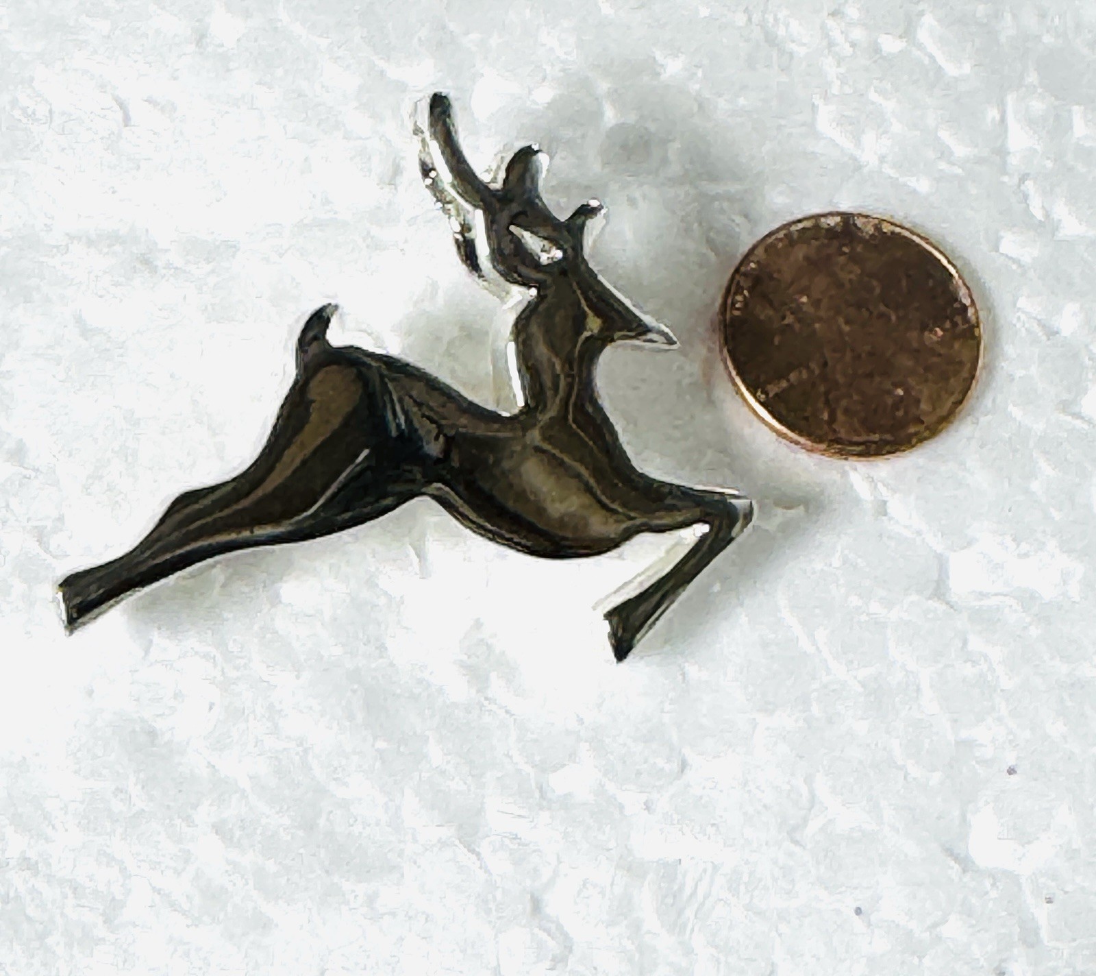 Leaping Reindeer Christmas Brooch / Pendant 1.5” VTG Leaping Deer