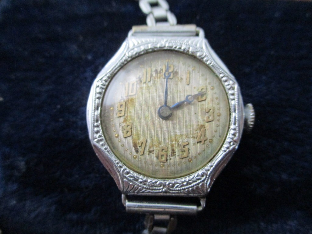 Vintage 1920s SLEDA Swiss Art Deco Watch – 6J 2 Adj – 14K RGP White Gold Case