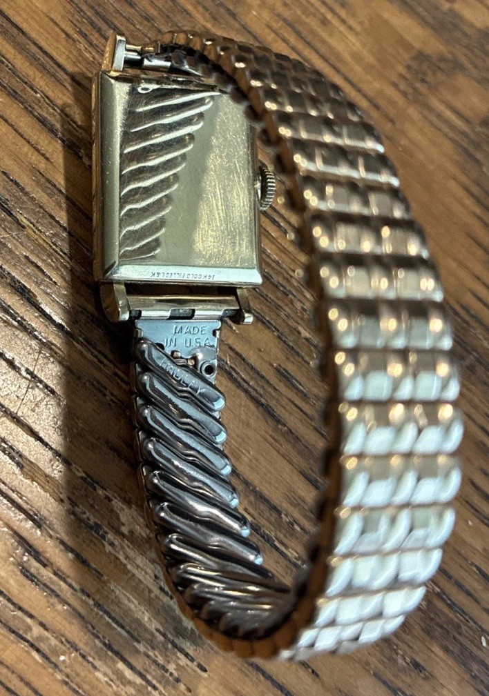 Vintage Mido 14k Gold Filled Mechanical Tank Style Watch Running