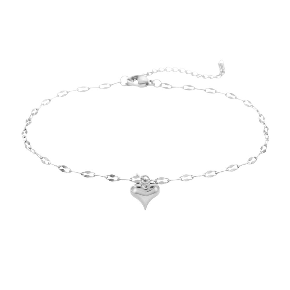 Women’s Fashion Heart Pendant Delicate Chain Anklet Simple Alloy Anklet
