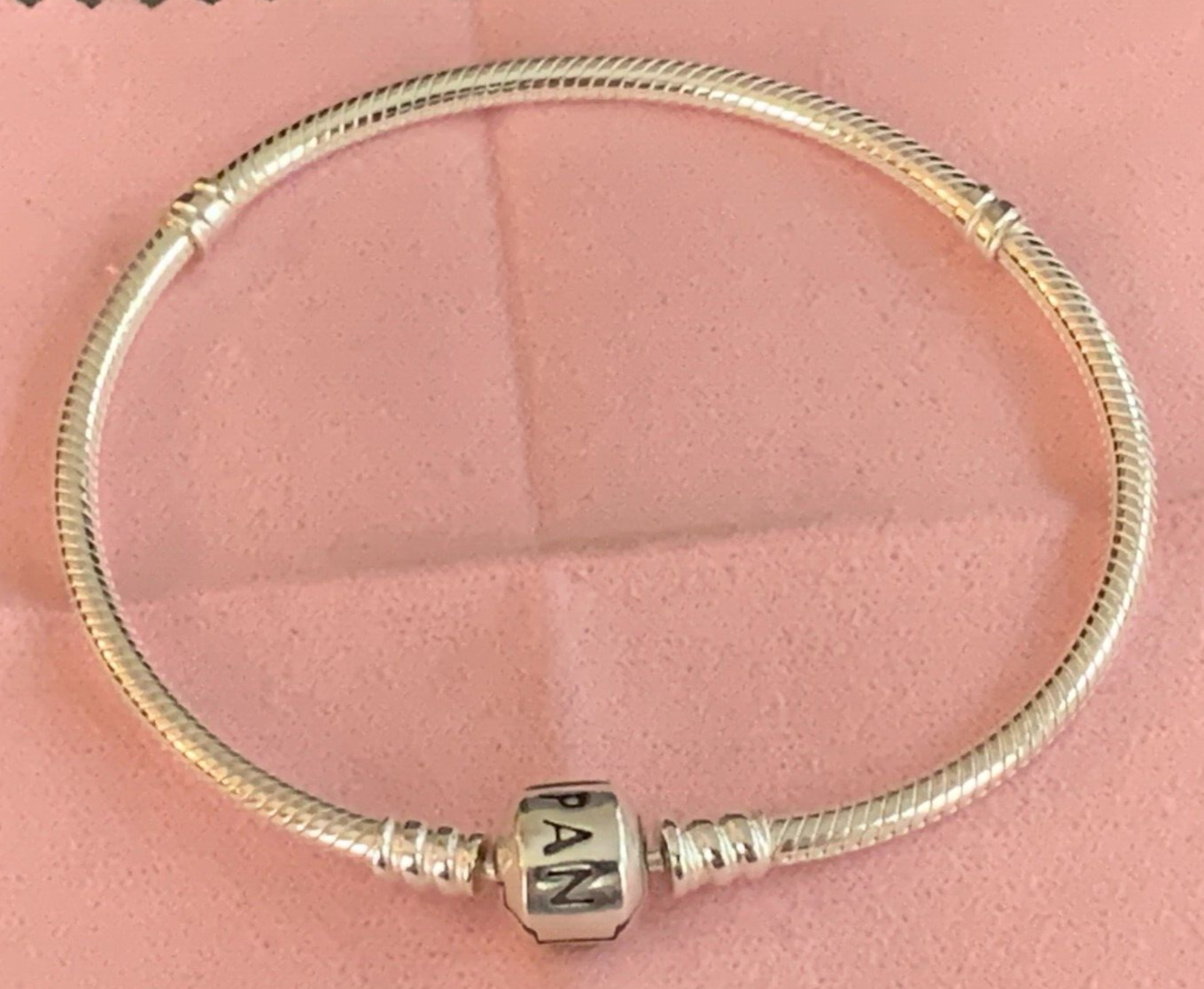 Authentic Pandora Silver Barrell clasp snake chain Bracelet 7.9″ 590702HV-20 NEW