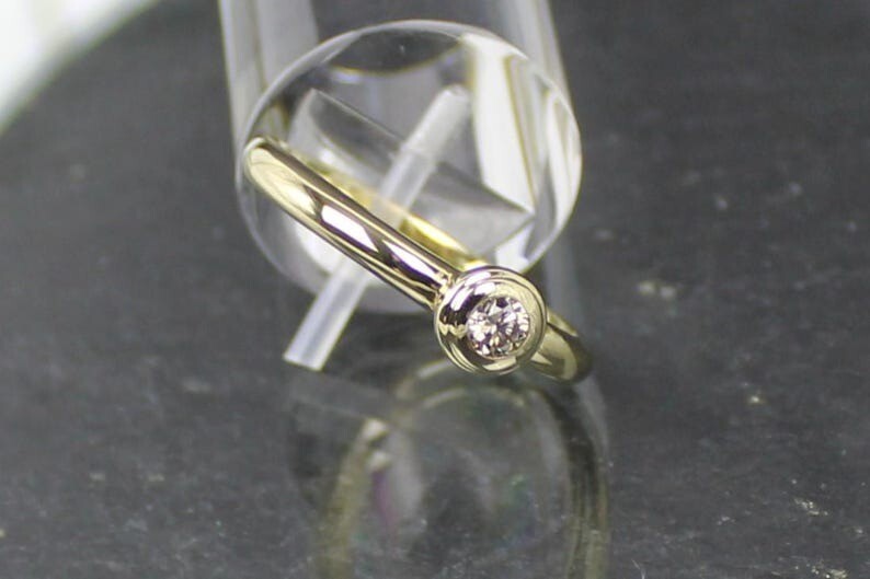 Diamond ring, brilliant ring, 375 gold, Australia, 0.20 ct.