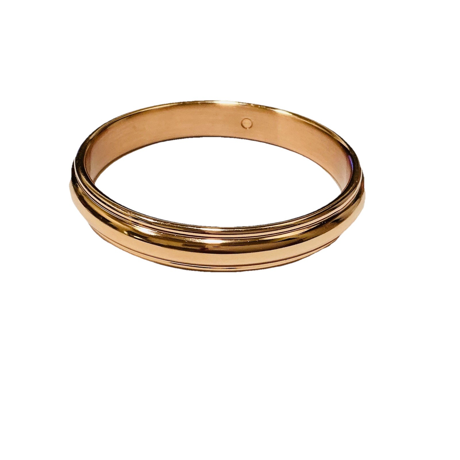 14K Rose Gold Resin Core Bangle Bracelet Vintage Milor Italy 18g Minimalist