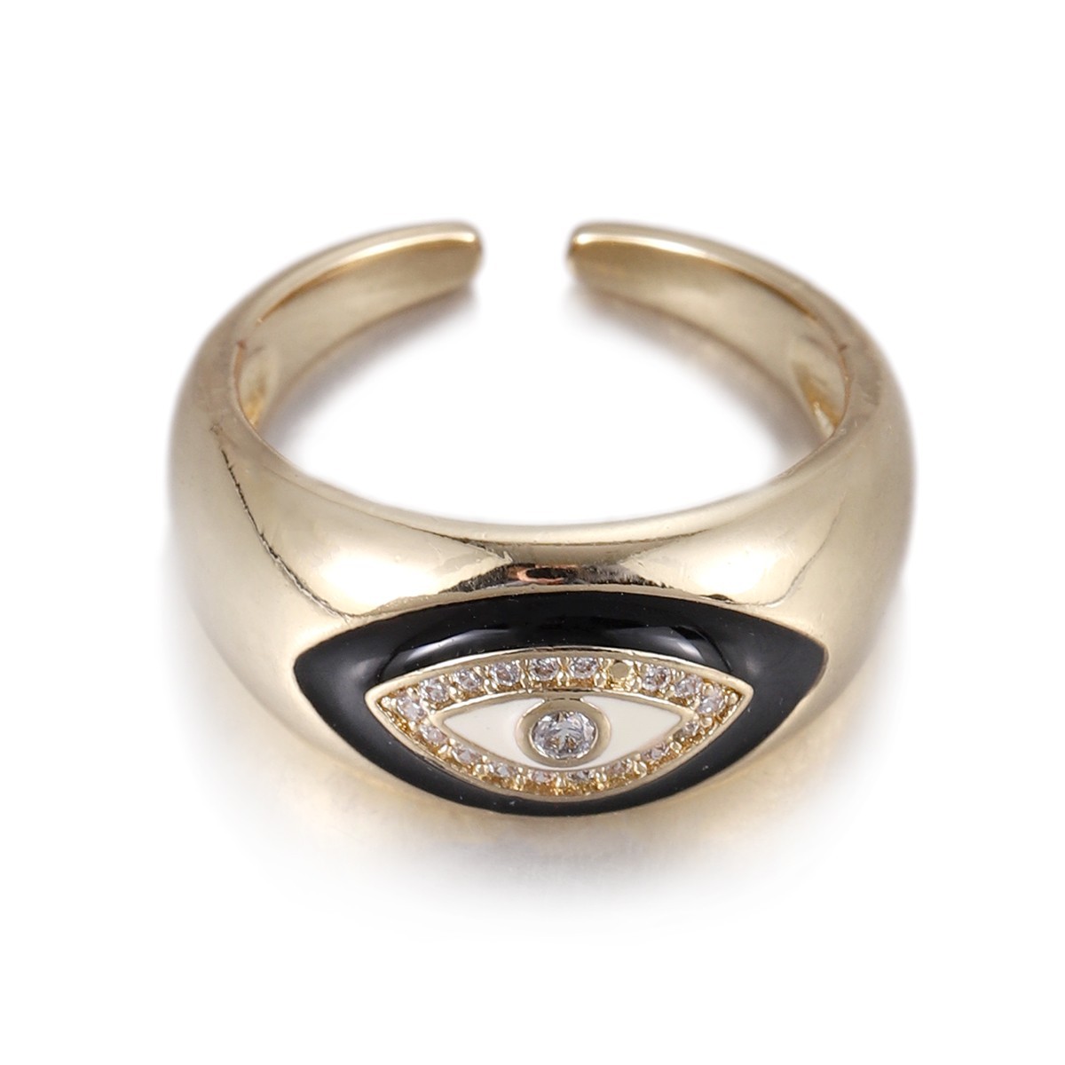 1Pcs Zircon Vintage Evil Eye Finger Ring For Women Men Gift Gold Color Turkish