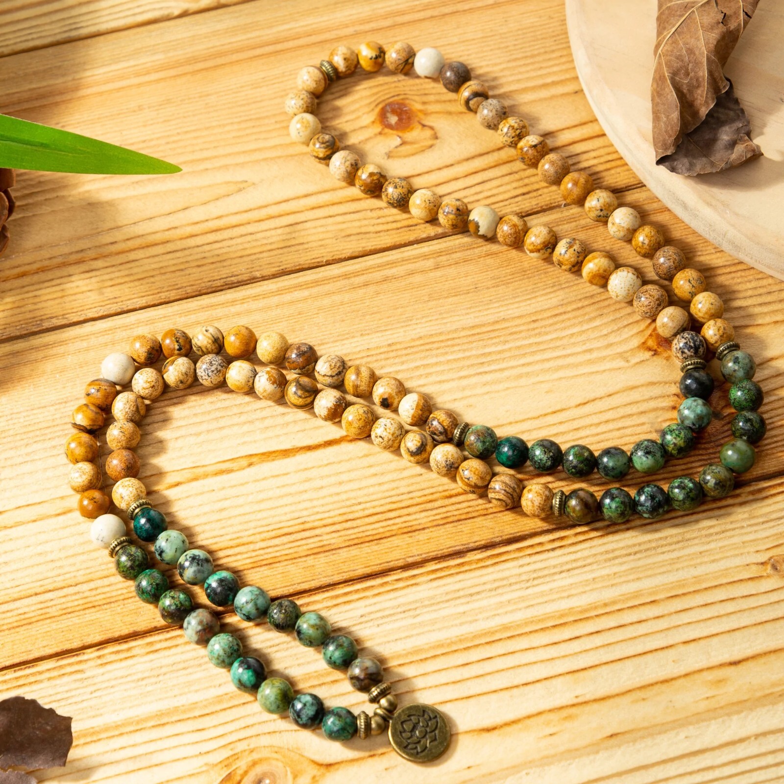 Turquoise 108 Mala Bead Prayer Necklace Healing Meditation Amulet Yoga Bracelet