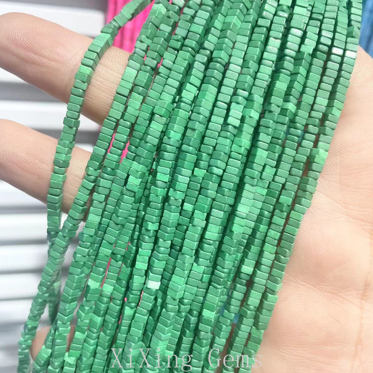 1x2mm Malachite Color Turquoise Flat Square Disc Spacer Beads for Jewelry Making