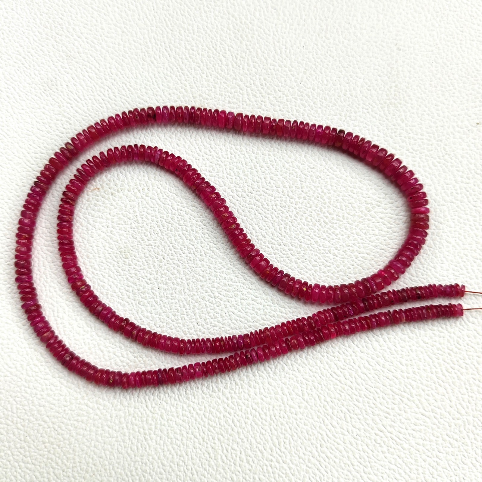 Natural Myanmar Ruby 3.5-5mm Heishi Smooth Beads Strand 23″ Genuine Burma Gems