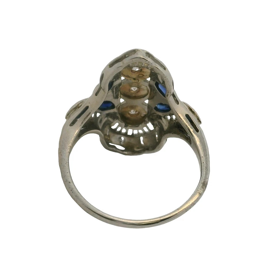 3Ct Art Deco Vintage Style Lab Created Diamond Engagement 14K White Gold FN Ring