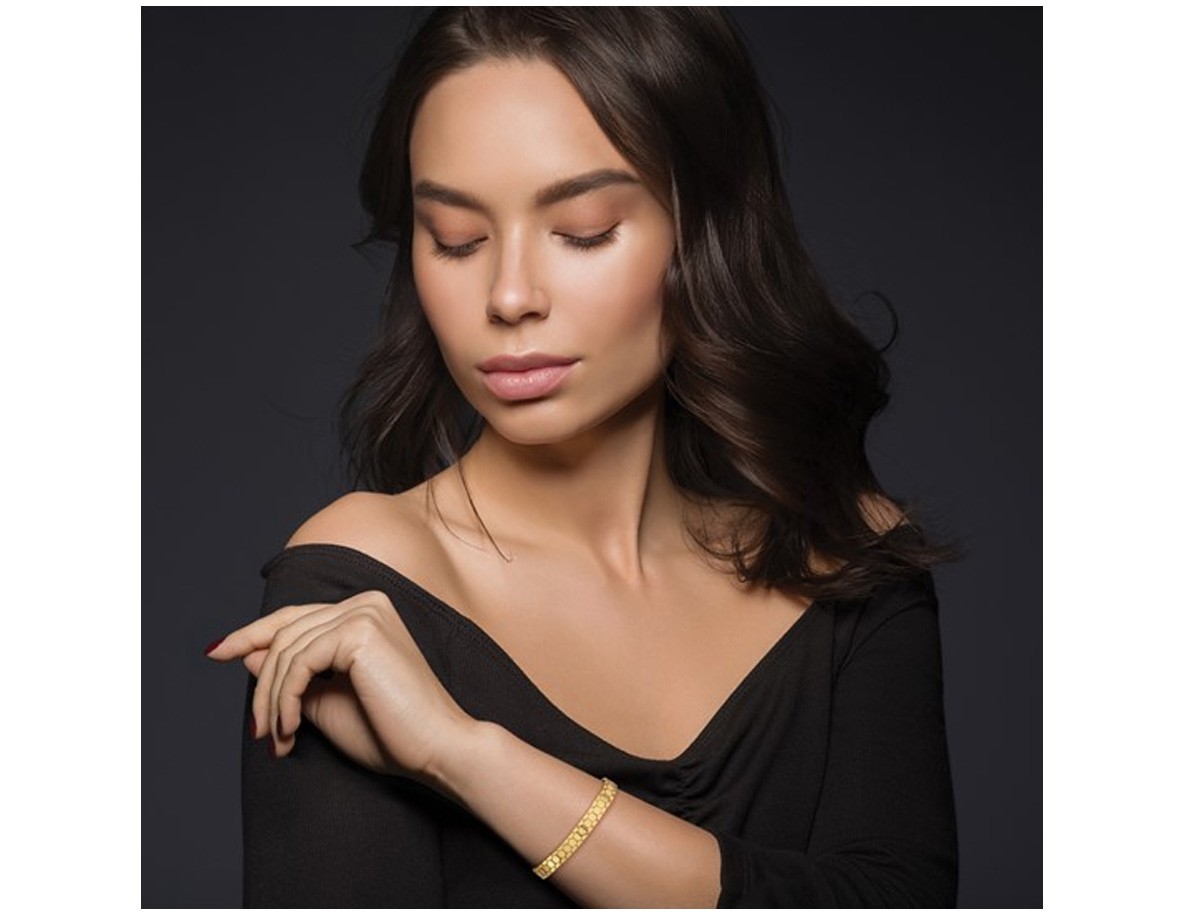 14K Yellow Gold Hexagon Link Bracelet (7 Inches)