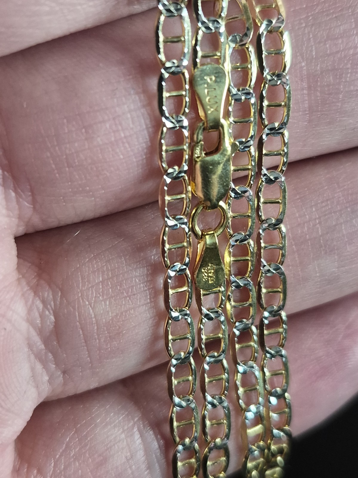 Solid 20in 3.6mm 14k Gold Over .925 Silver Mariner Link Chain Flat 6.43g Plux