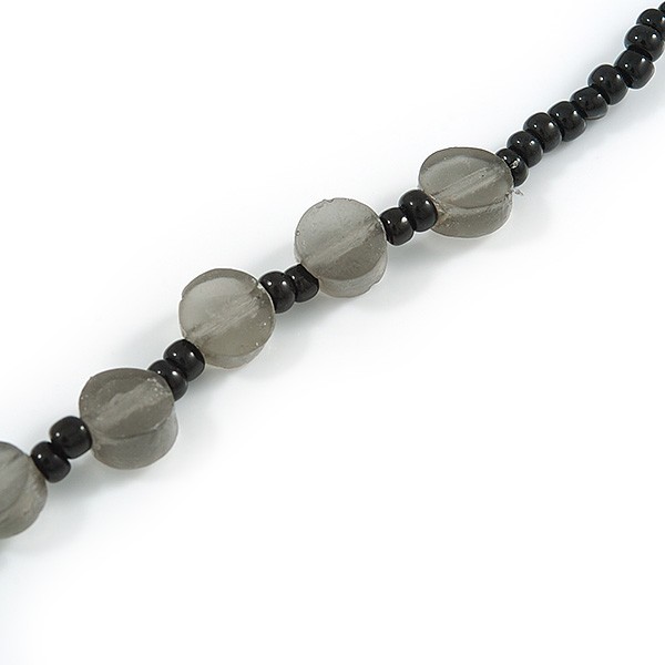 Gray/ White/ Black Resin and Glass Bead Long Necklace – 80cm L