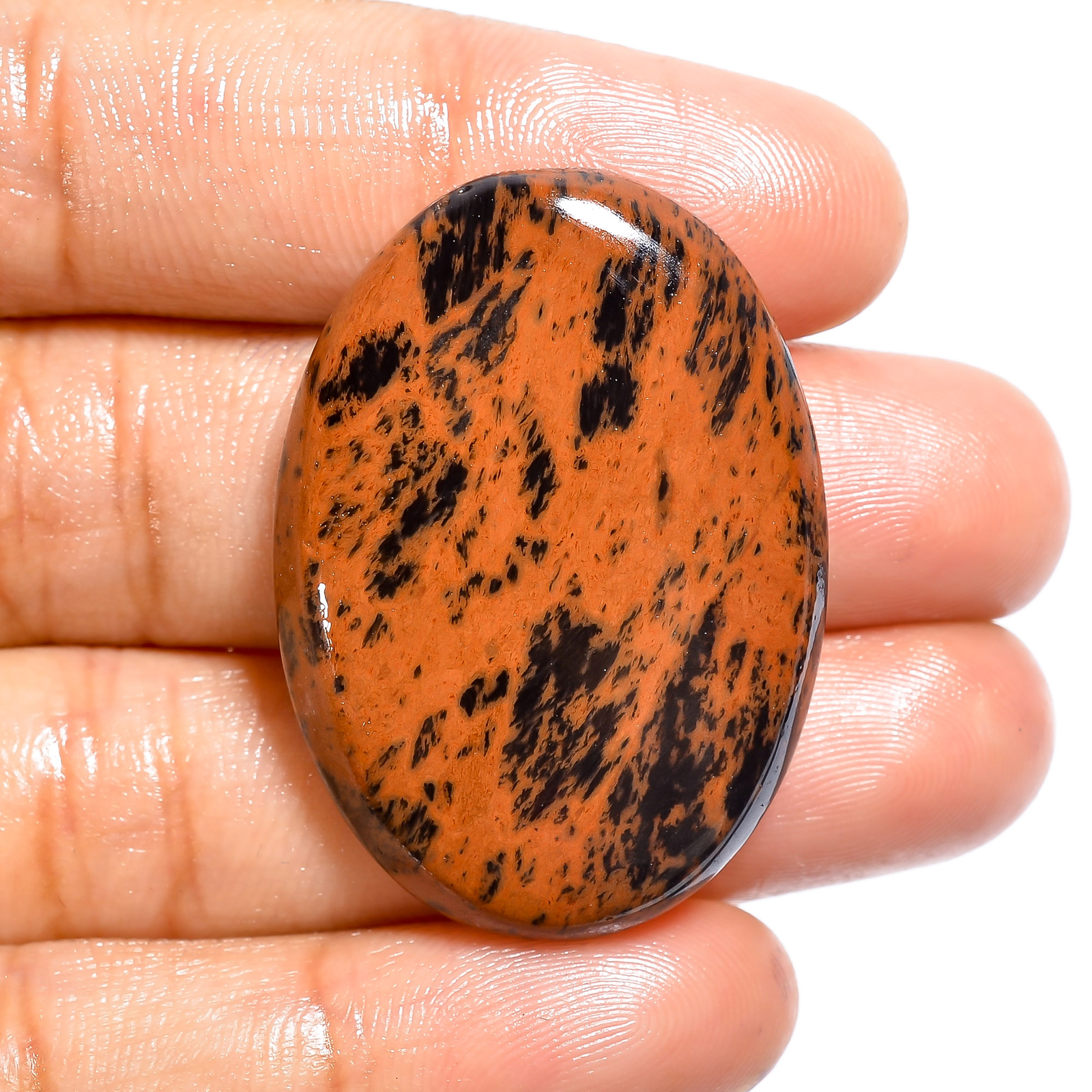 Natural Mahogany Obsidian Oval Shape Cabochon Loose Gemstone 41 Ct. 36X26X6 mm