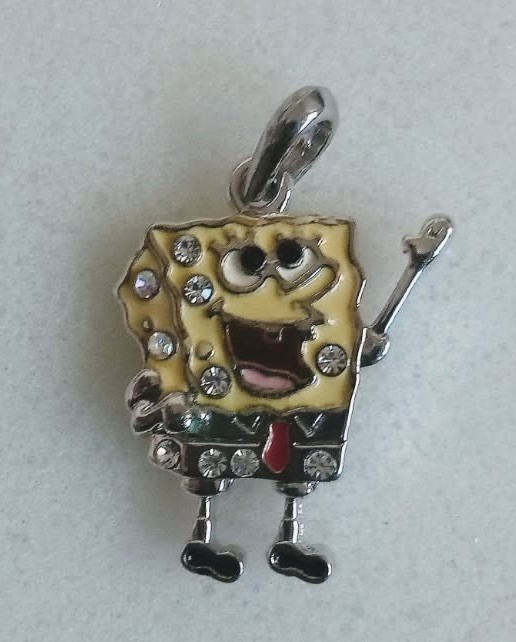 SpongeBob SquarePants Dangling Legs Enamel And Rhinestone Silver Tone Pendant P1