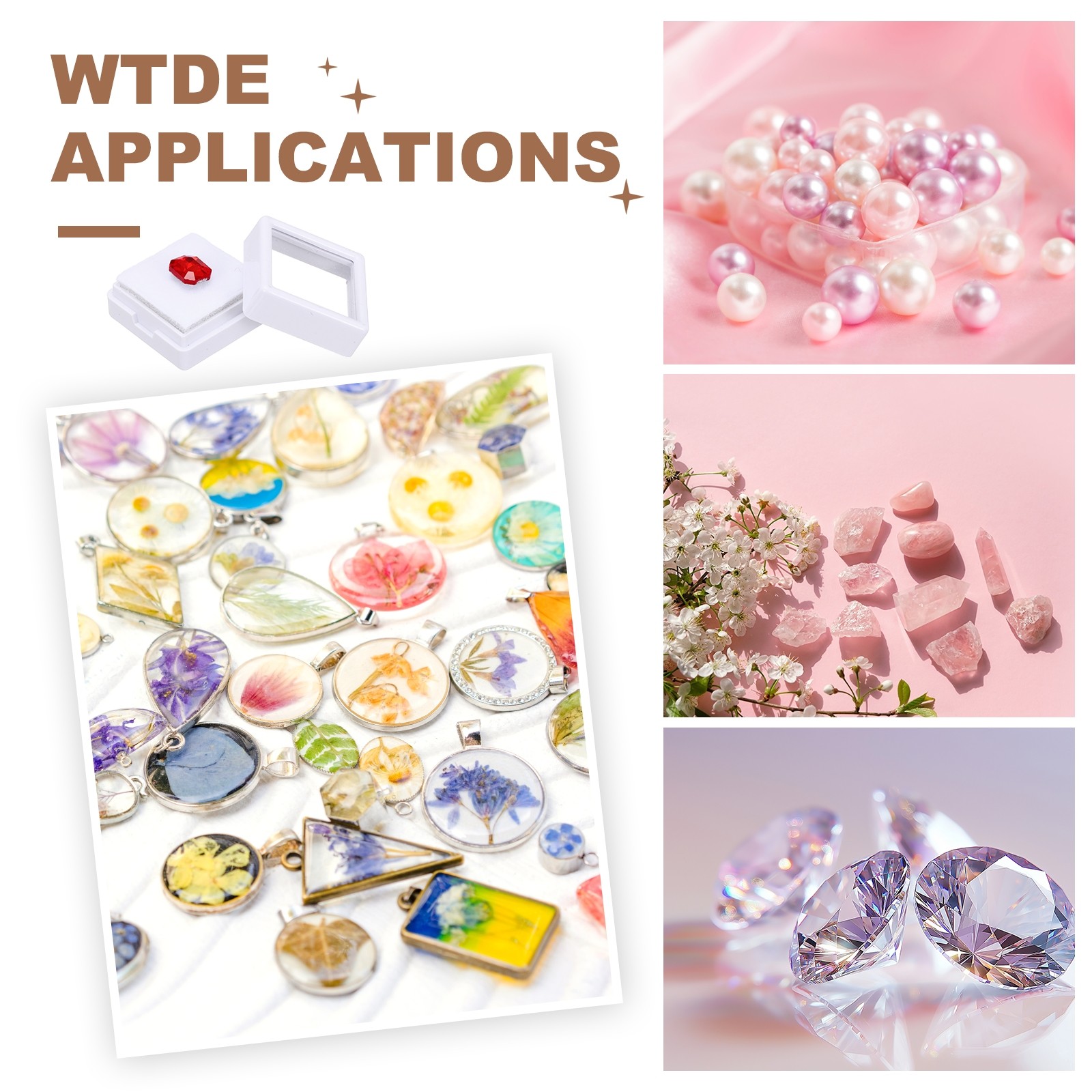 3.9×2.6×0.7 Inch Gemstone Display Box 6 Pcs Square Containers, White