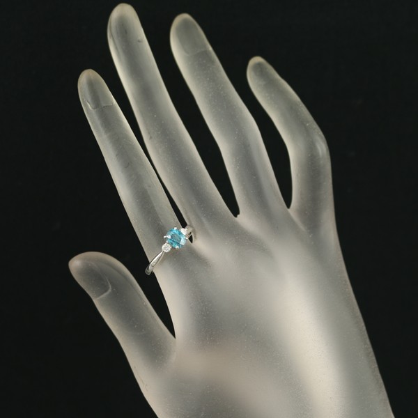 BlueZircon 1.37ct Diamond 0.12ct Ring 950 Platinum