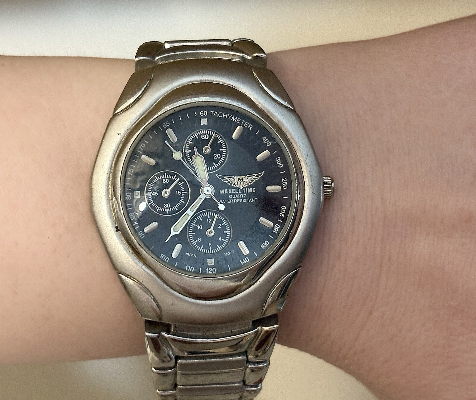 Maxell Time Men’s Chronograph Sport Watch WORKING! Gents Stylish Luxury Fashion