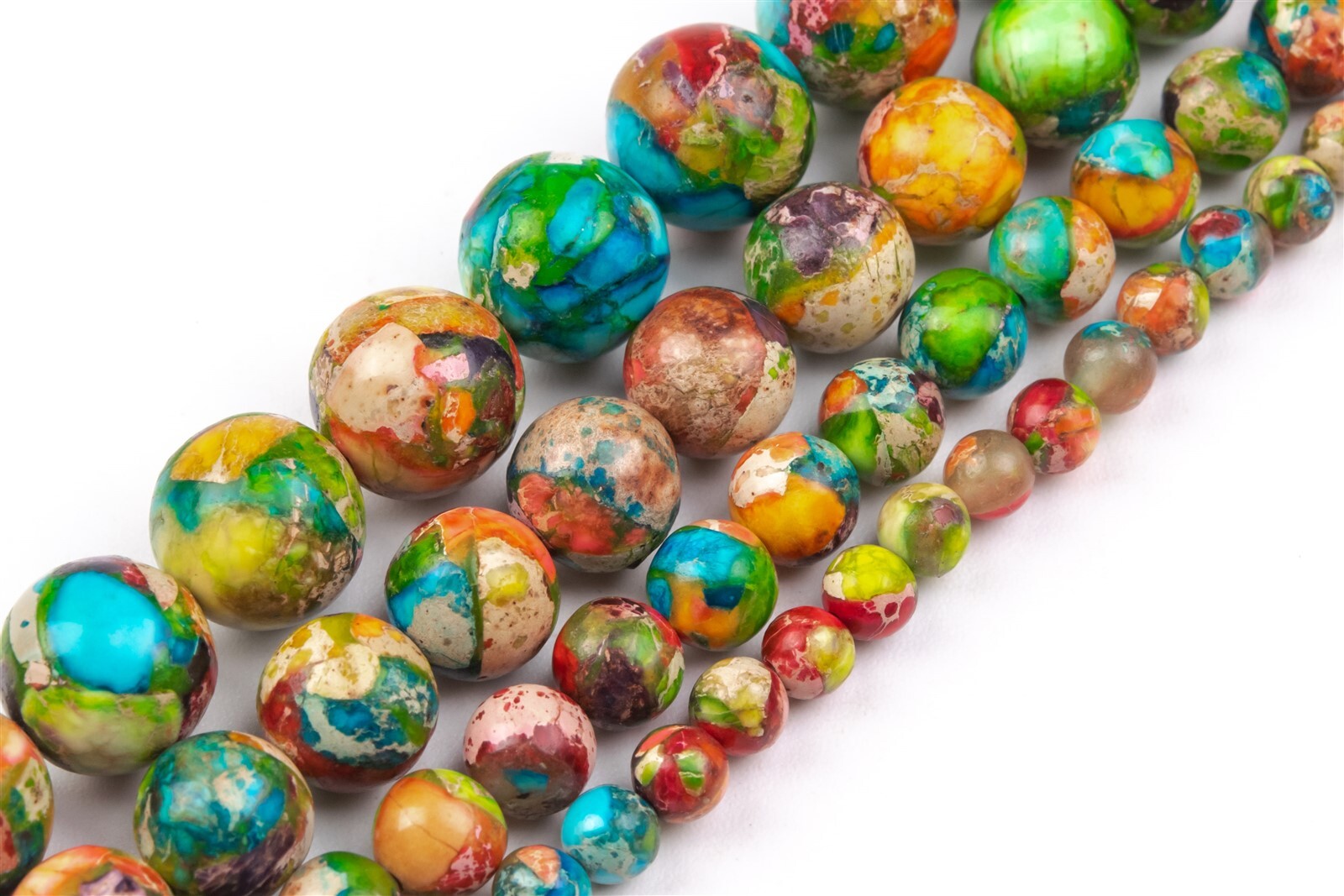 Multicolor Sea Sediment Imperial Jasper Nugget Round Loose Beads 4/6/8/10MM