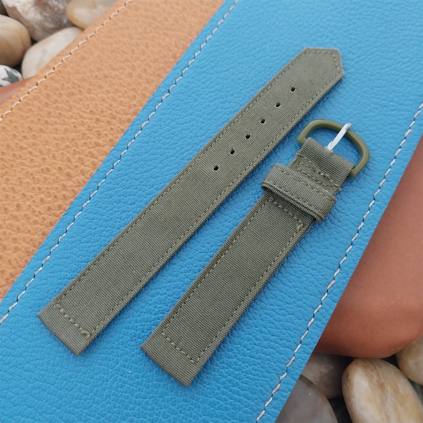 5/8″ OD Green Poplin Canvas Military-Type nos Unused 1940s Vintage Watch Band