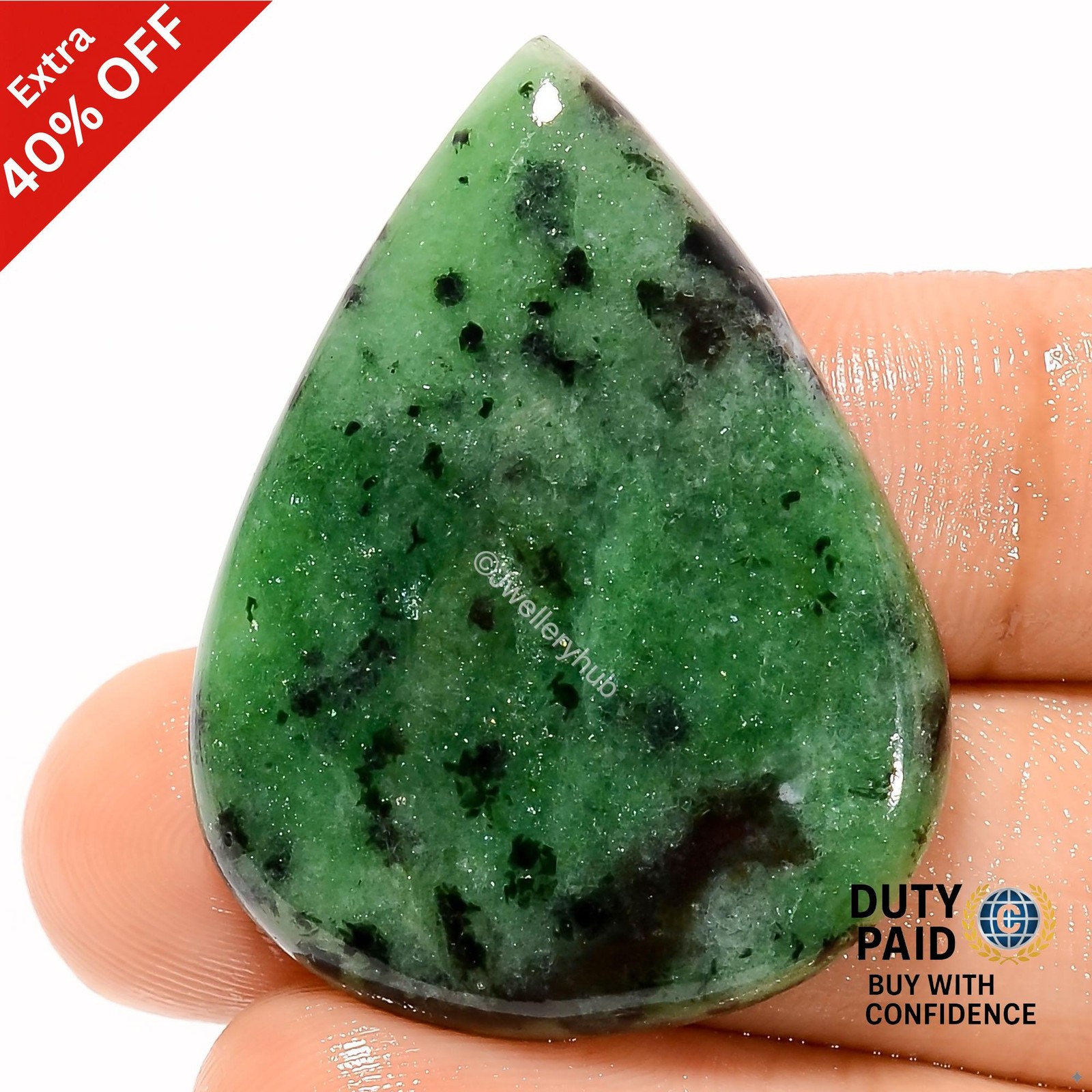 46.00 Cts Natural Ruby Zoisite Pear Cabochon Ethical Jewelry Supply 35X27X4 mm