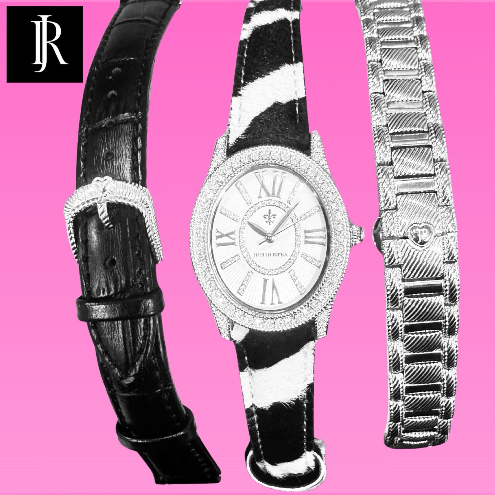 Judith Ripka Madison Oval Diamonique Quartz Watch Interchangeable Bands NWOT