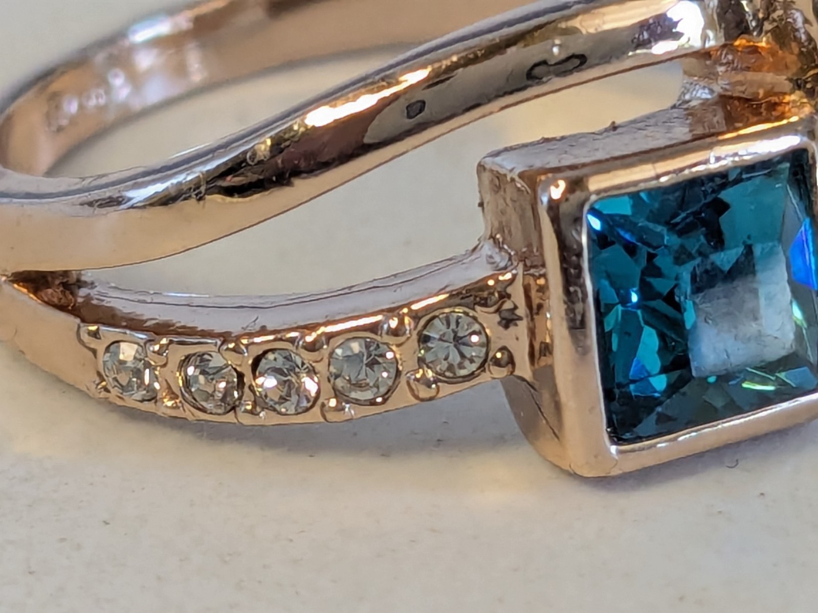 Faux Citrine and Topaz Princess Cut 18KRGP Ring Jewelry