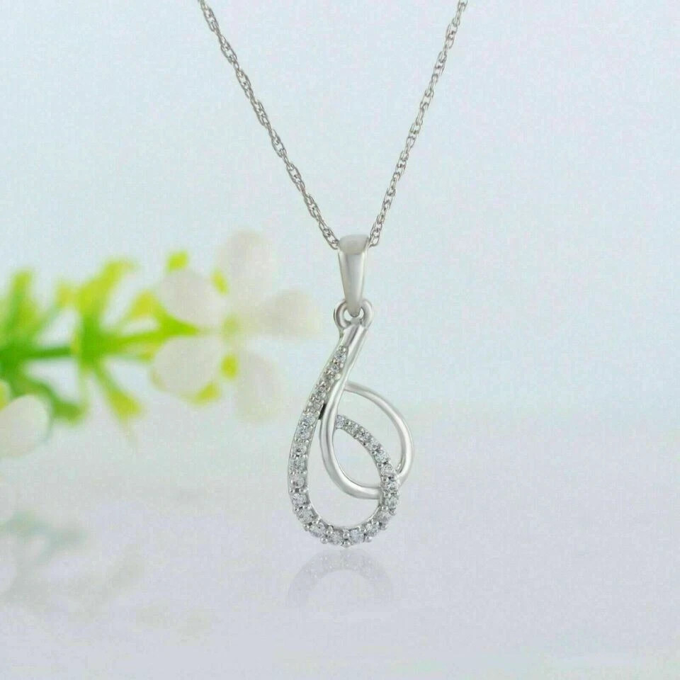 1.20Ct Round Lab Created Diamond Infinity Drop Pendant In 14K White Gold Plated