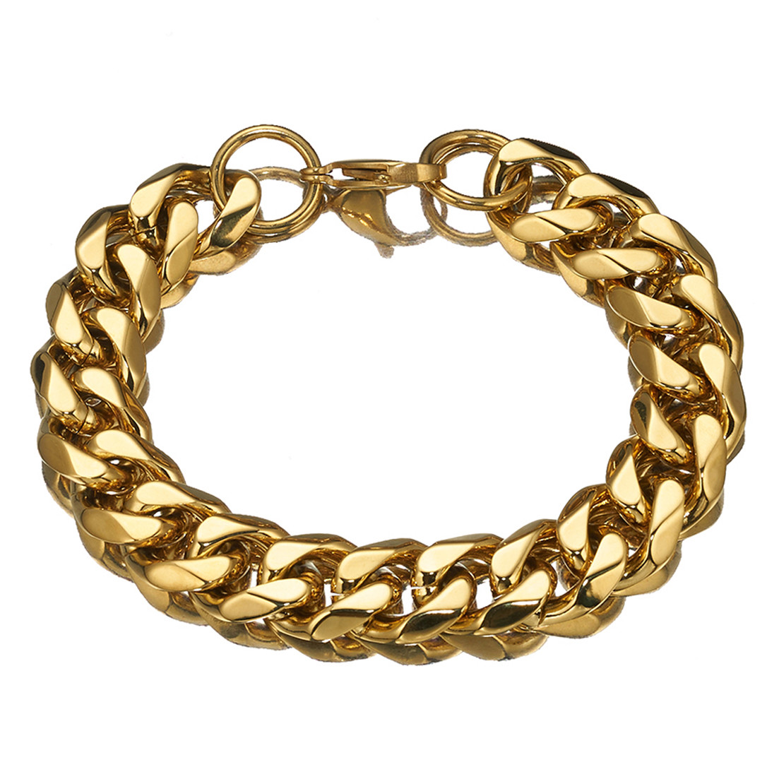 15mm Cuban Curb Link Chain Bracelet 22cm Men’s Stainless Steel Jewelry