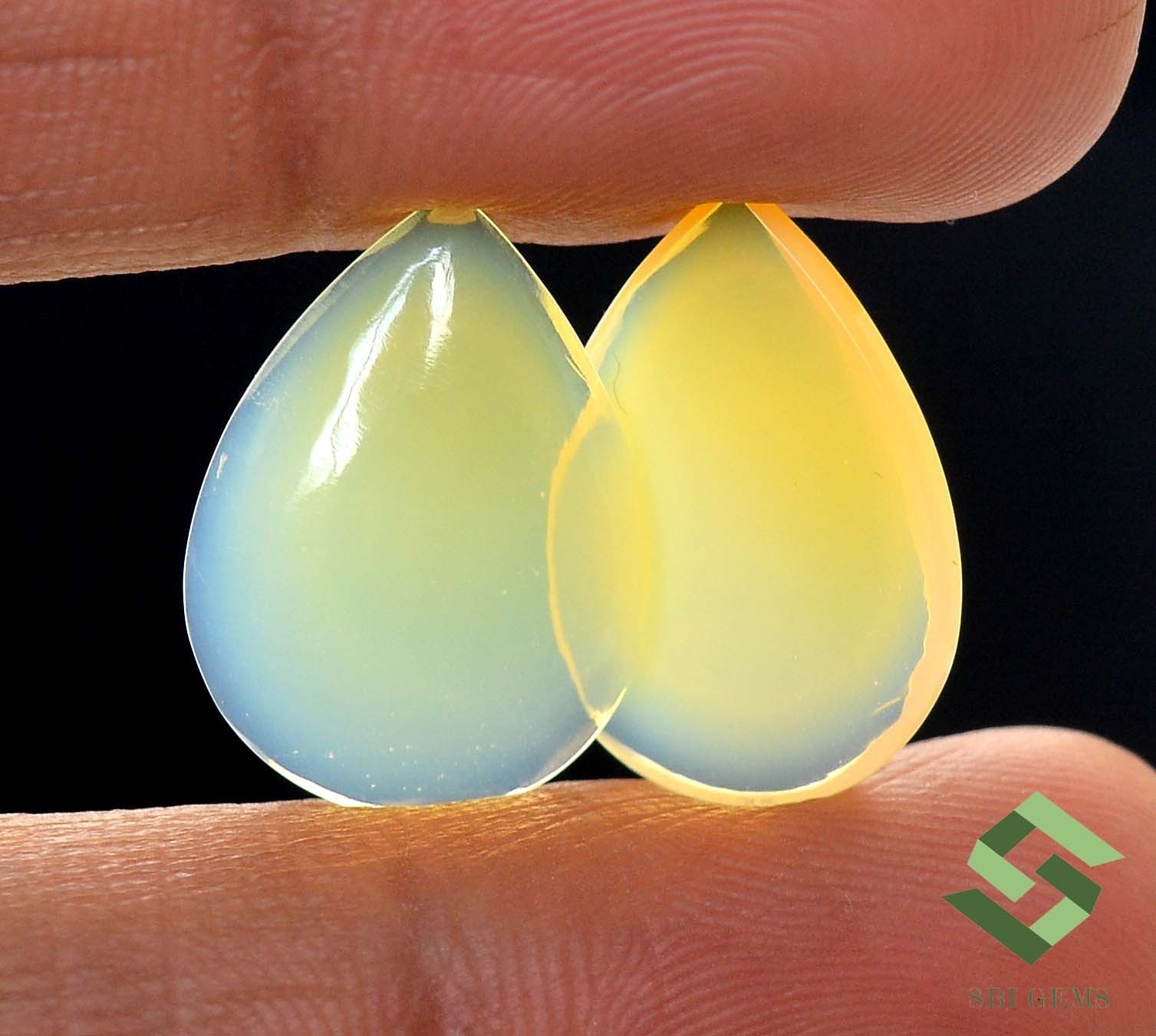 19×14 mm Natural Ethiopian Opal Pear Cabochon Pair 9.52 CTS Loose Gemstones