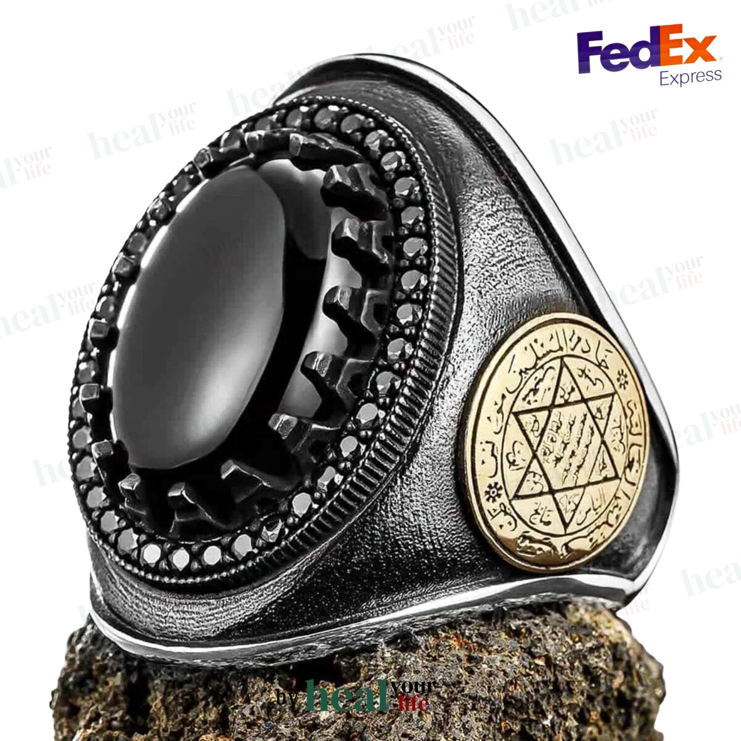 Seal of Solomon 925 Sterling Silver Men’s Ring Islamic Ring – FAST FREE SHIPPING
