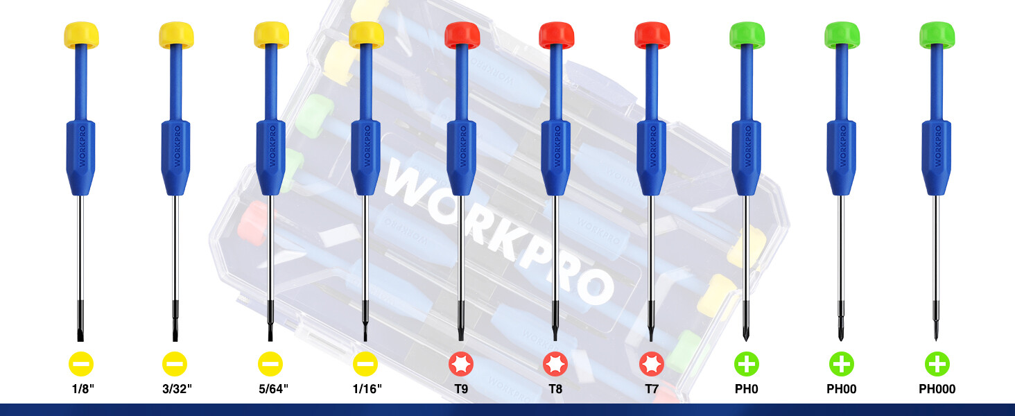 WORKPRO 10-Piece Precision Screwdriver Set with Case Non-Slip Grip Magnetic NEW