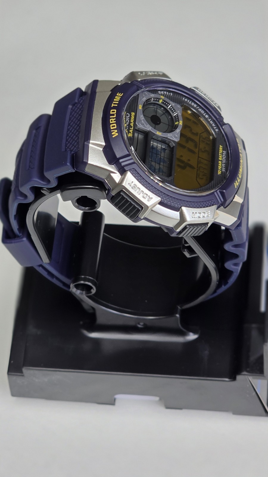 Casio Retro Digital Men’s Watch Blue & Yellow World Time Illuminator Vintage