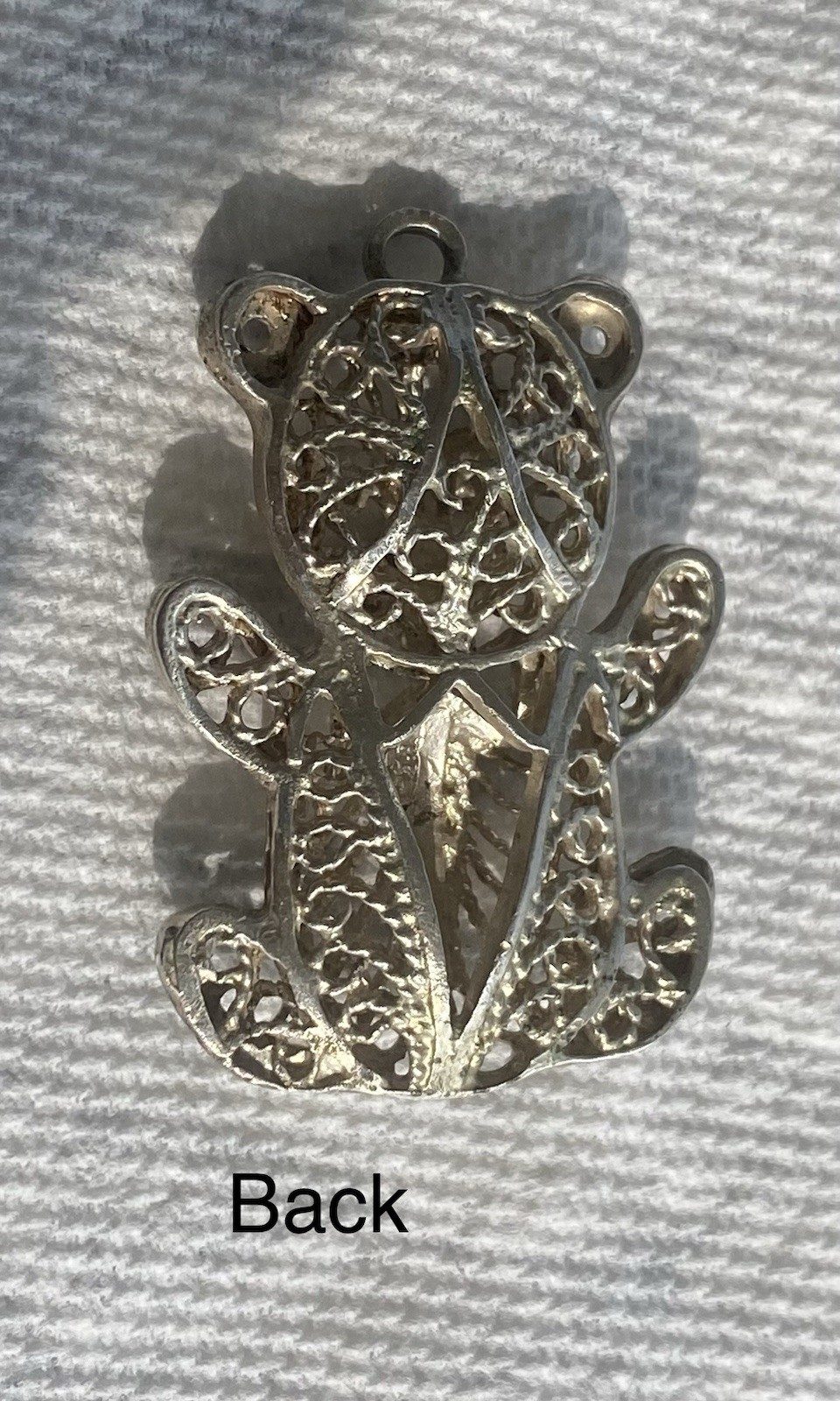 Sterling 925 Teddy Bear Pendant 1.5 Inches 10 G Acid Tested No Hallmarks