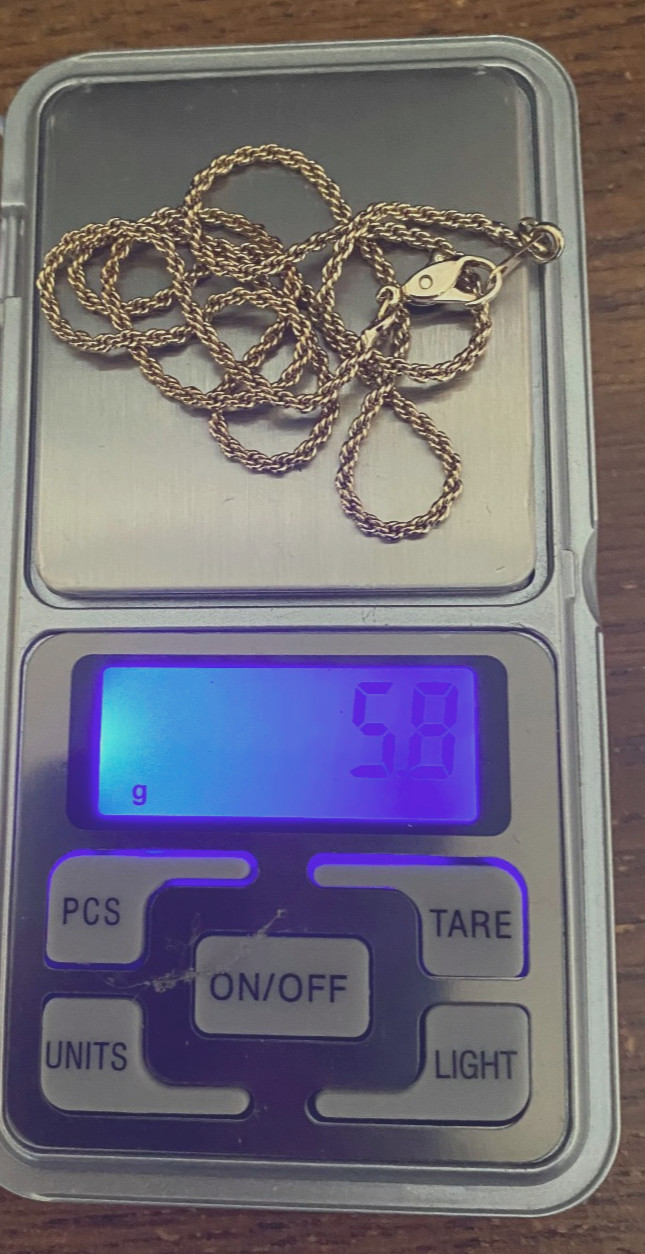 Gold Tone Rope Chain Necklace Small Chain Style Lobster Clasp Mrkd Korea NoStone
