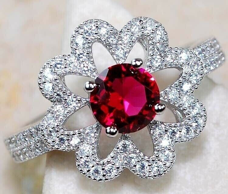 2CT Heat Treated Rubellite Tourmaline 925 Solid Sterling Silver Ring Sz 6 UB3-6