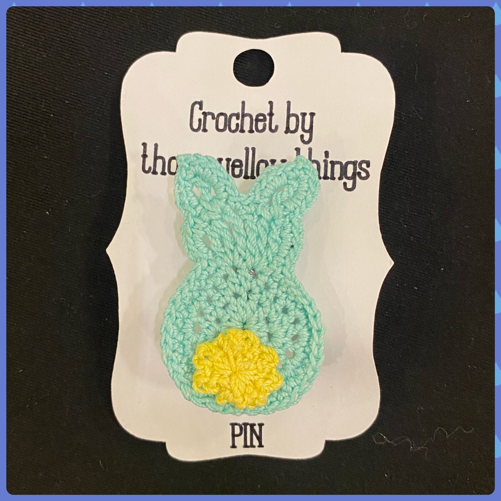 BLUE Bunny Rabbit Easter Animal Pin for Women Crochet Handmade