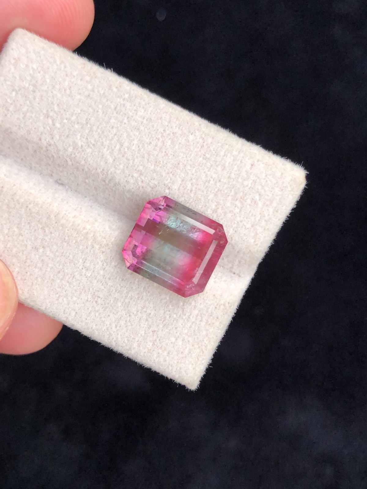 Tri-Color Tourmaline Gemstone: Emerald Cut, Afghanistan Origin, 6.8 Carats