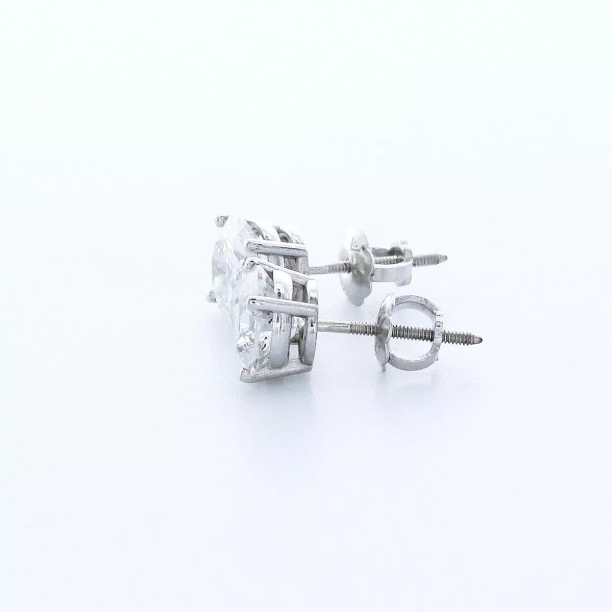 Stud Earrings Classic Solid 14K White Gold 3 CT Round Natural Mined Diamond D I1