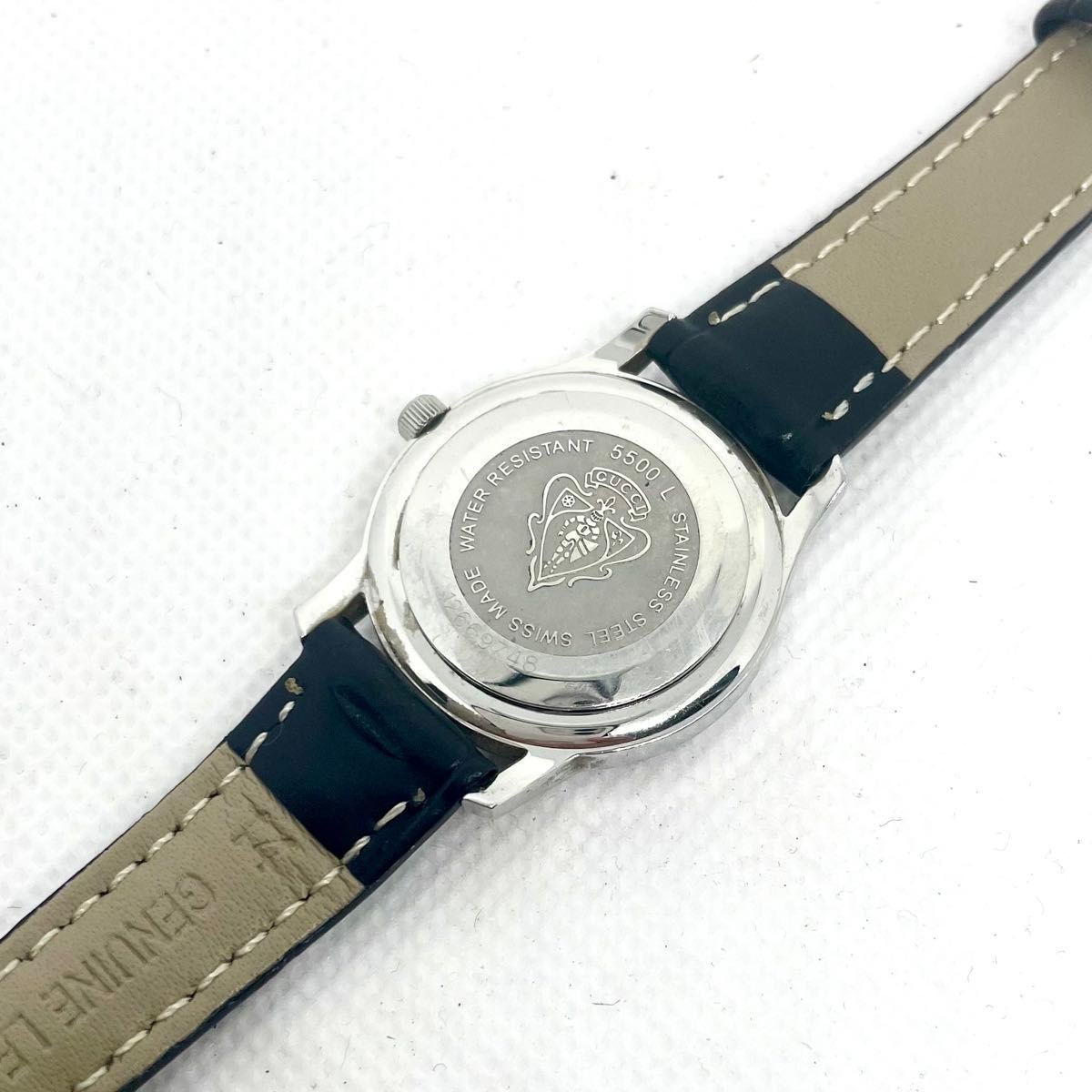 GUCCI 5500L ladies wristwatch black dial new aftermarket strap installed working