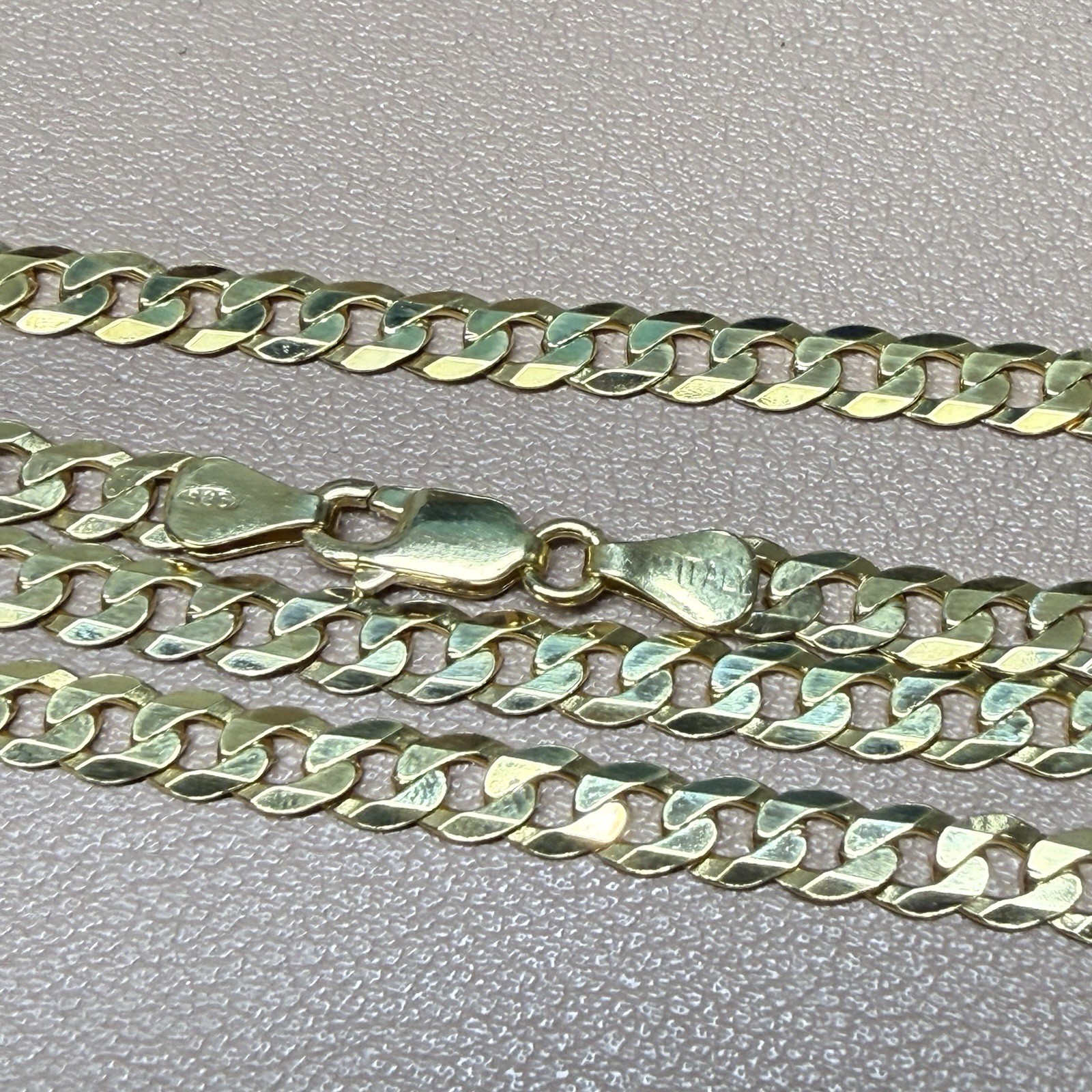 Gold Plated 925 Sterling Silver Diamond Cut Curb Link Chain Necklace 20” 4.8mm