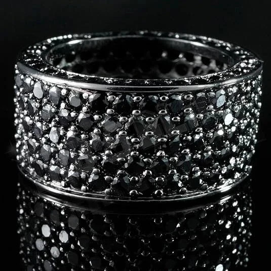 3.50CT Round Cut Lab-Created Diamond Wedding Band Ring 14K Black Gold Plated