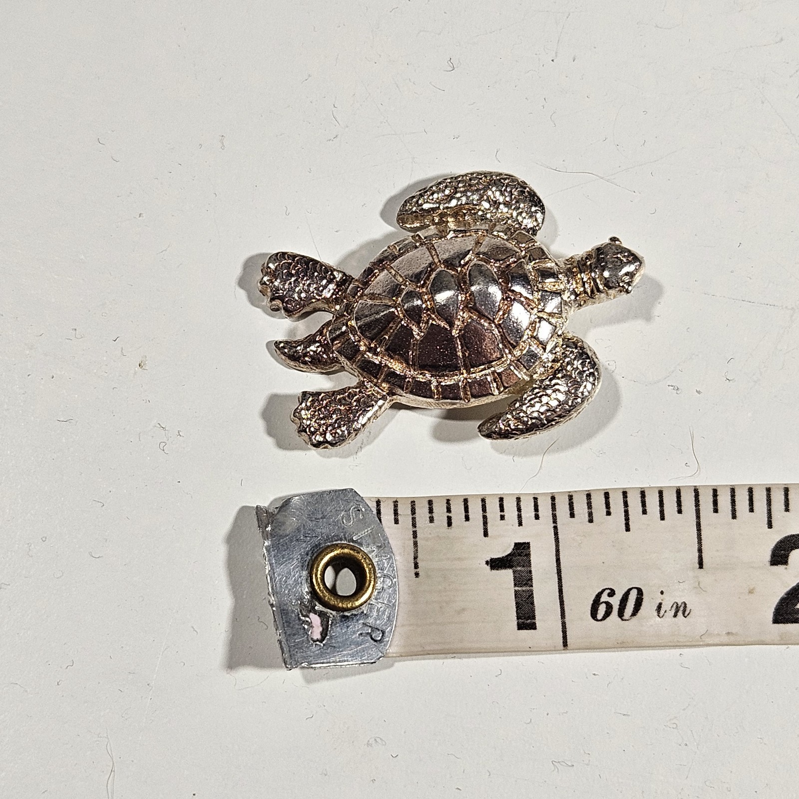 Vintage Sterling Silver Sea Turtle Slide Pendant Nautical Marine Life Hawaii